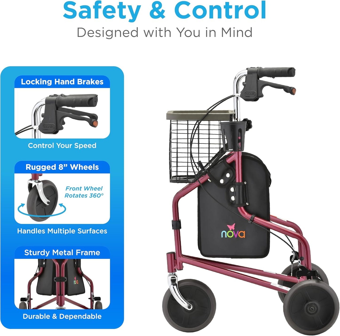 Nova Traveler 3 Wheel Rolling Walker 4900