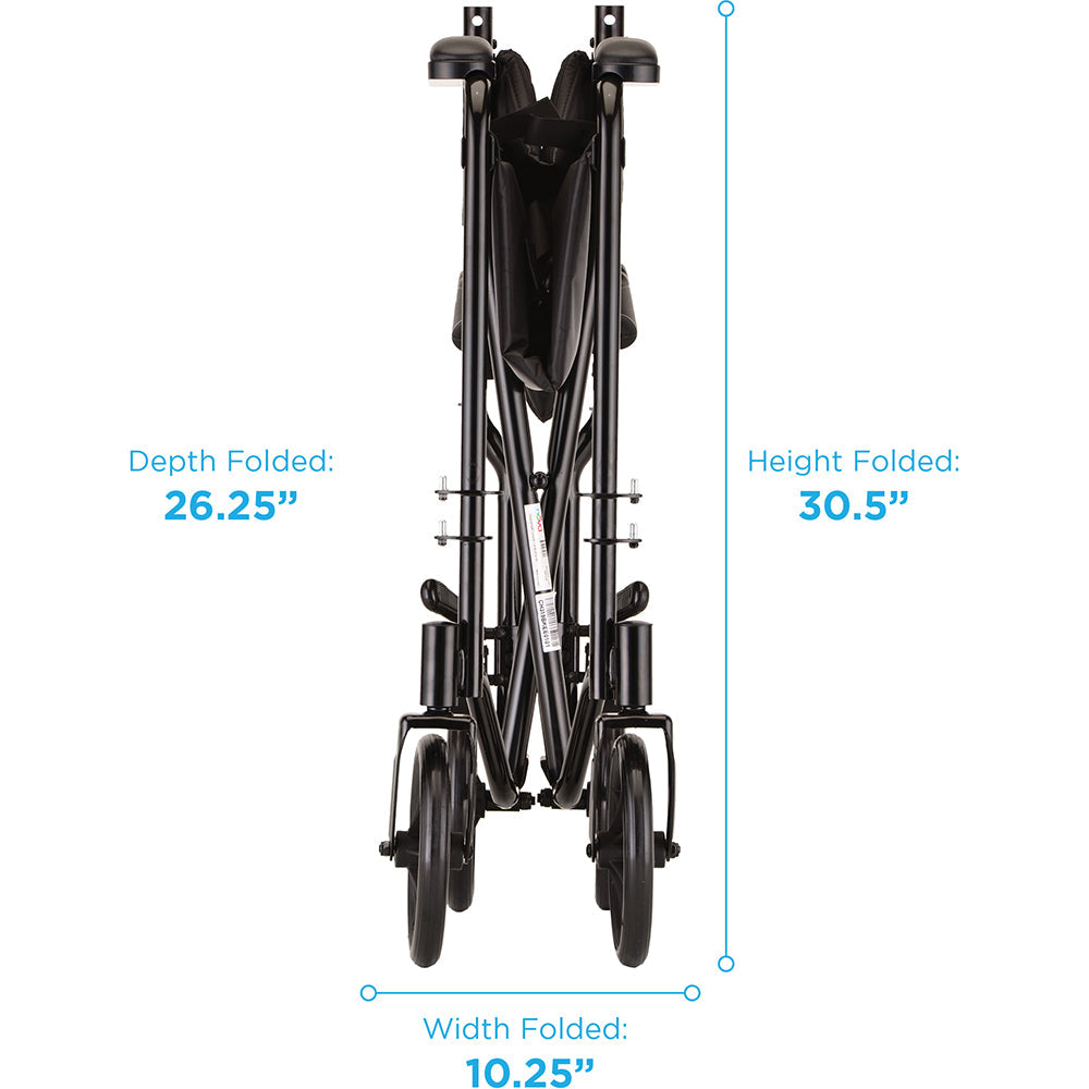 Transport Chair - 19" with Swing Away Footrests Black - 319BK