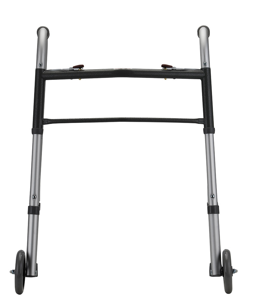 Two Button Small Folding Walker With 5" Wheels 4090YW5