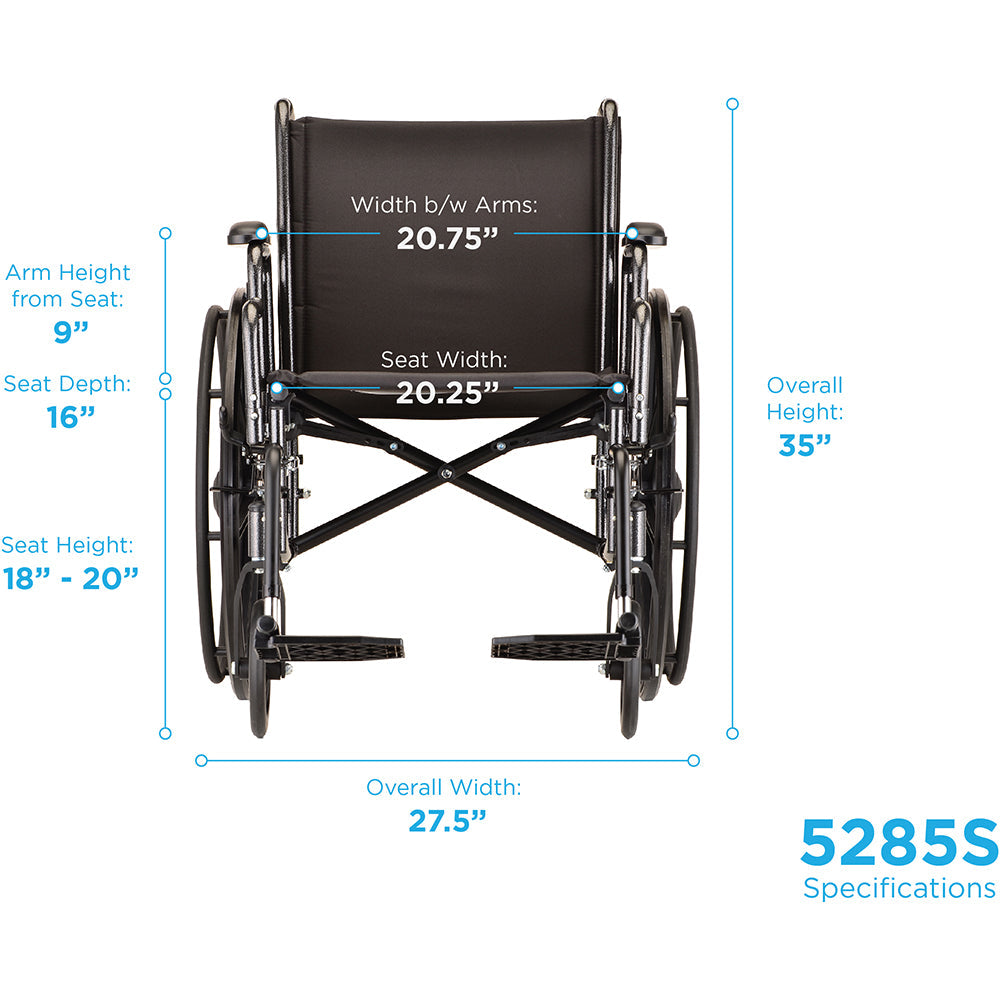 Hammertone Wheelchair - 20" With Detachable Desk Arms & Swing Away Footrest 5285S