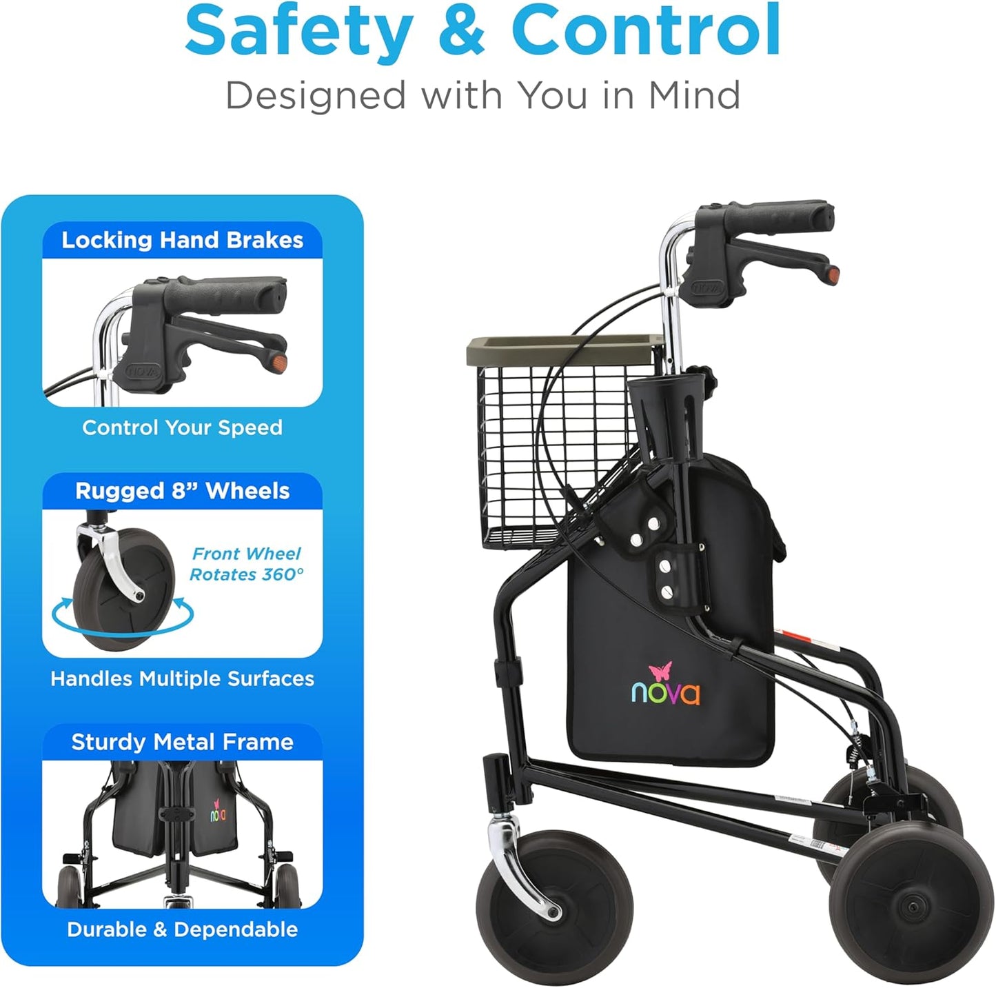 Nova Traveler 3 Wheel Rolling Walker 4900