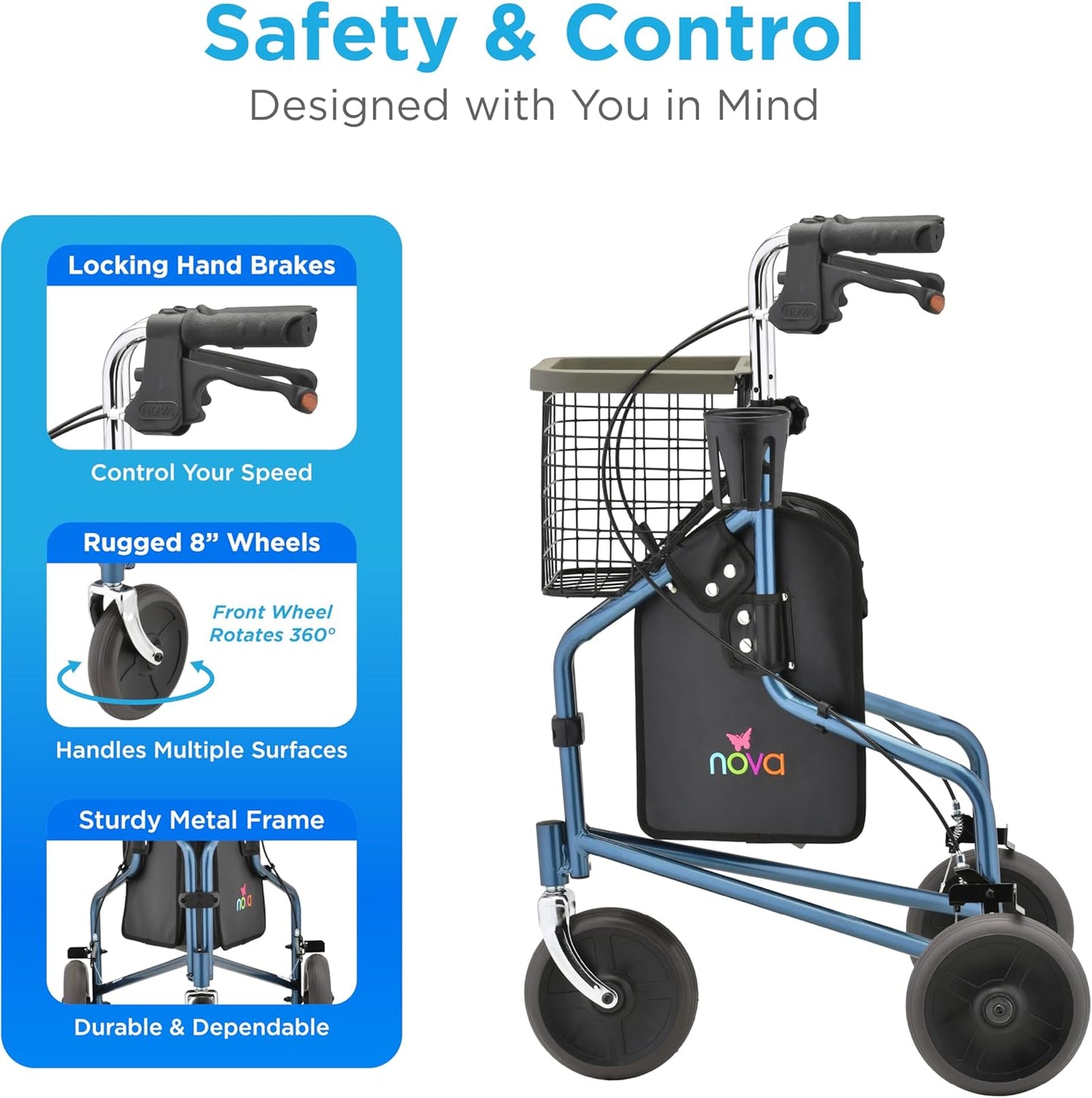 Nova Traveler 3 Wheel Rolling Walker 4900