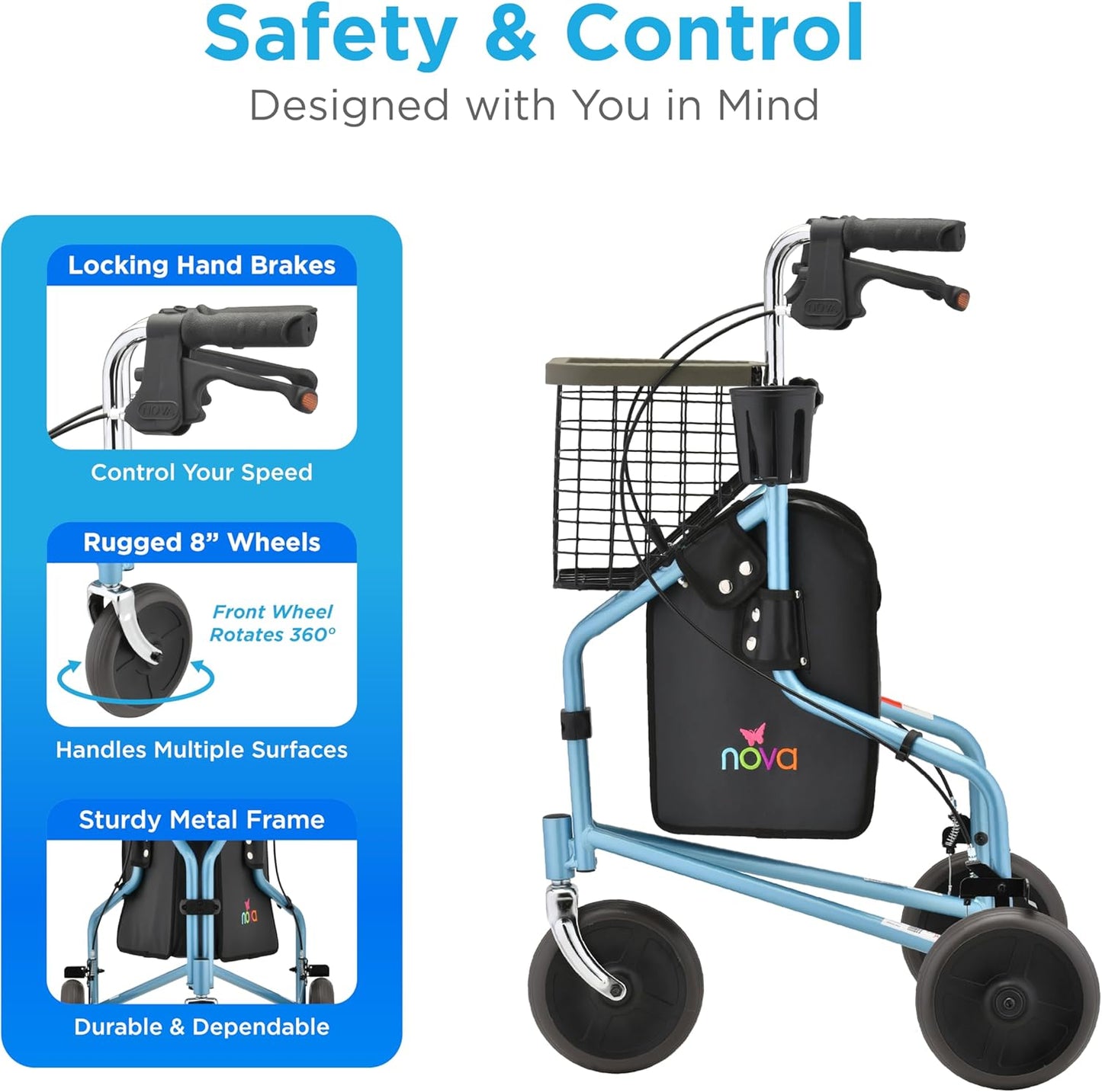 Nova Traveler 3 Wheel Rolling Walker 4900