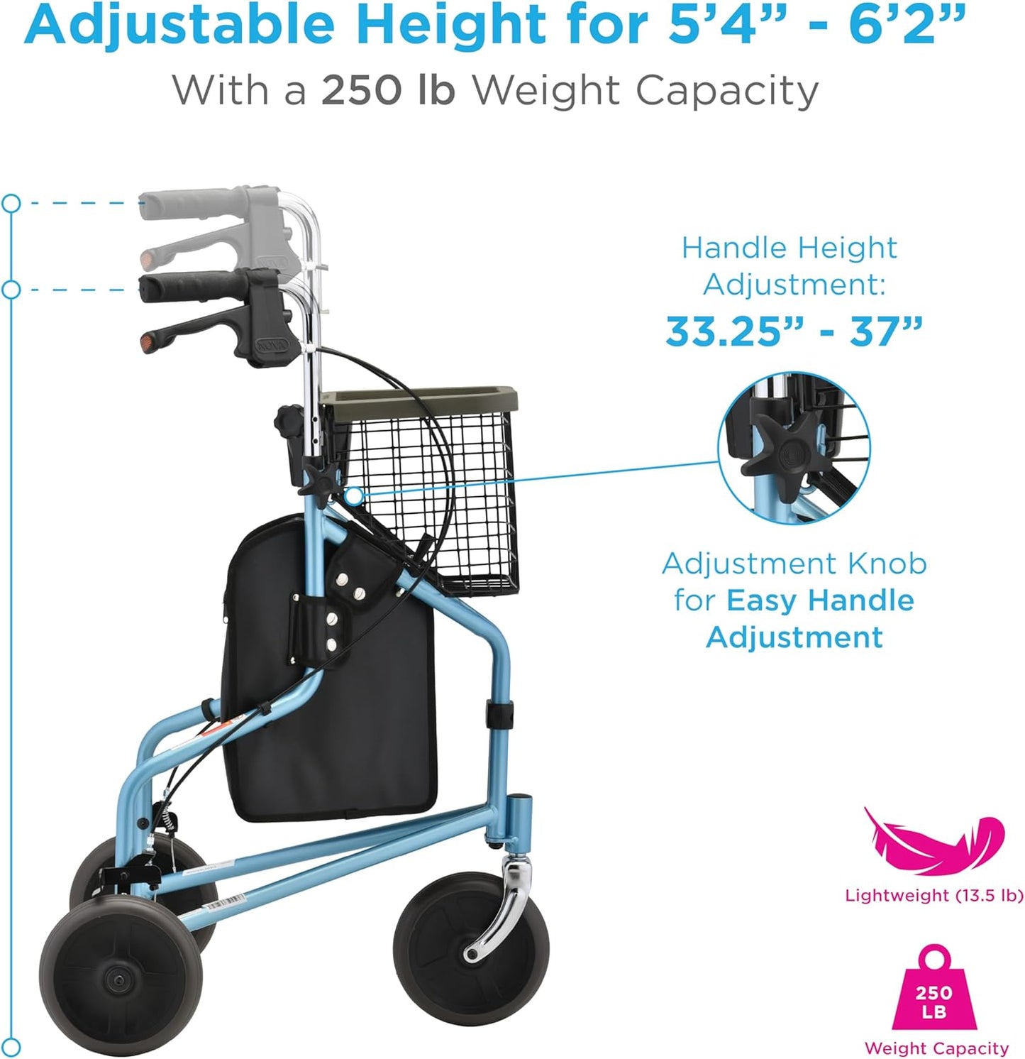Nova Traveler 3 Wheel Rolling Walker 4900