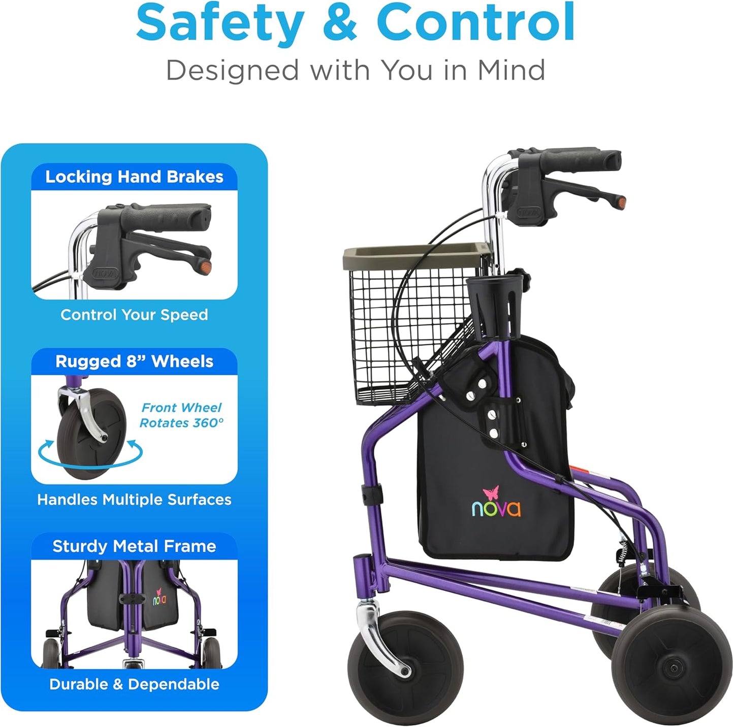 Nova Traveler 3 Wheel Rolling Walker 4900