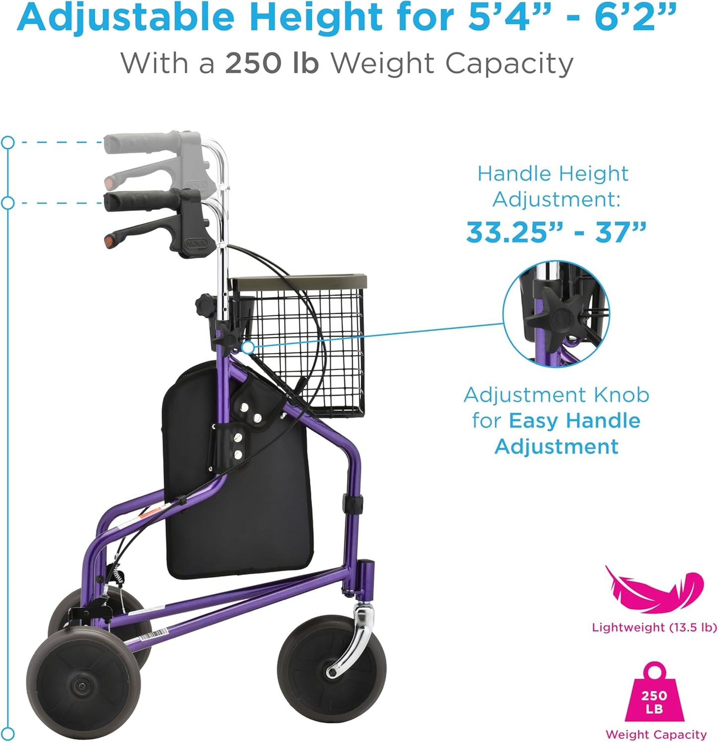 Nova Traveler 3 Wheel Rolling Walker 4900