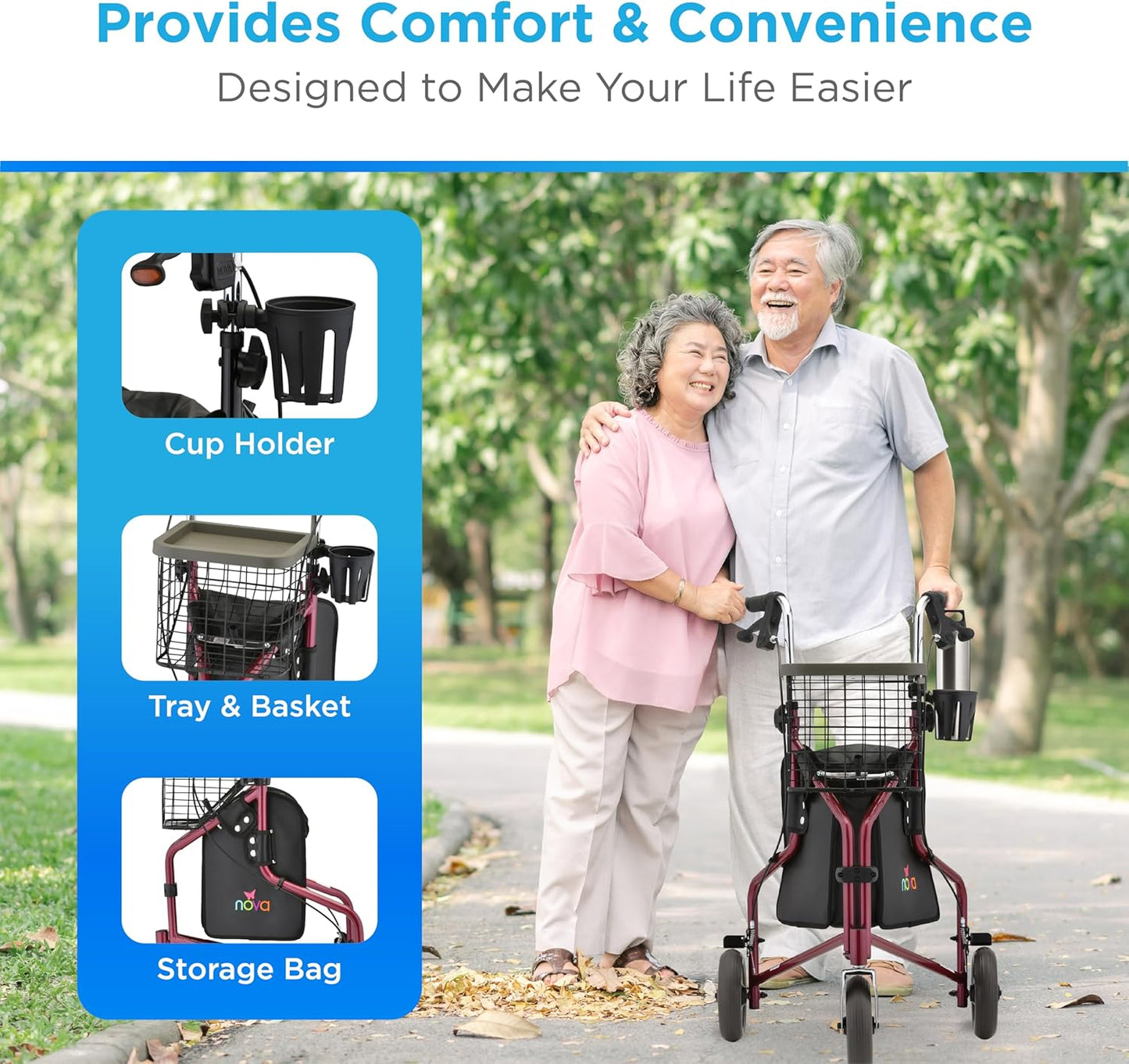 Nova Traveler 3 Wheel Rolling Walker 4900