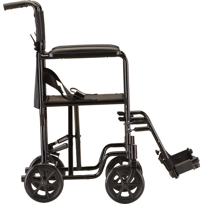 Lightweight Transport Chair - 19" with Swing Away Footrest Black 329BK