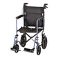 Heavy Duty Transport Chair with 12" Wheels, Hand Brakes, Removable Arms - 22" Extra Wide with Swing Away Blue 332B