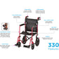 Lightweight Transport Chair with Hand Brakes - 19" with Swing Away Footrests Red 330R