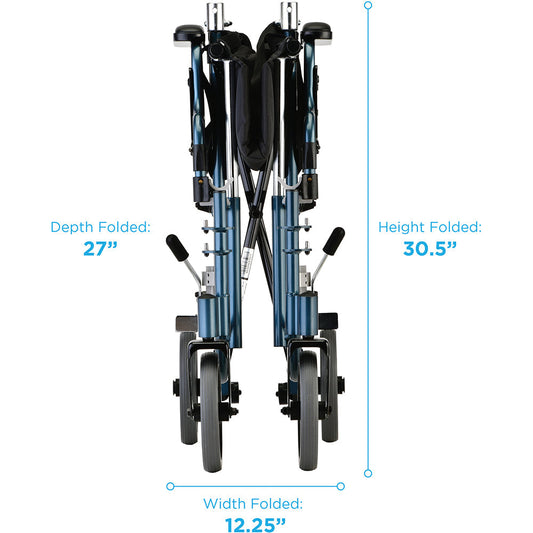 Lightweight Transport Chair with Removable Desk Arms - 19" with Swing Away Footrests Blue 349B
