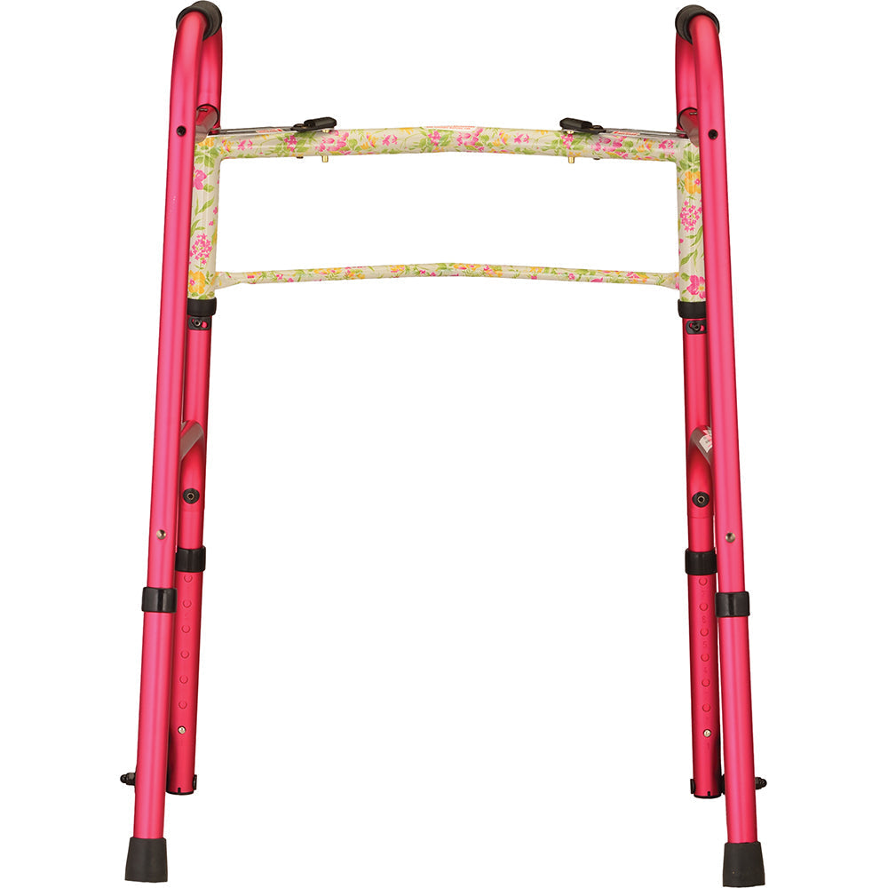 Two Button Folding Walker With 5" Wheels - Pink 4080RW5