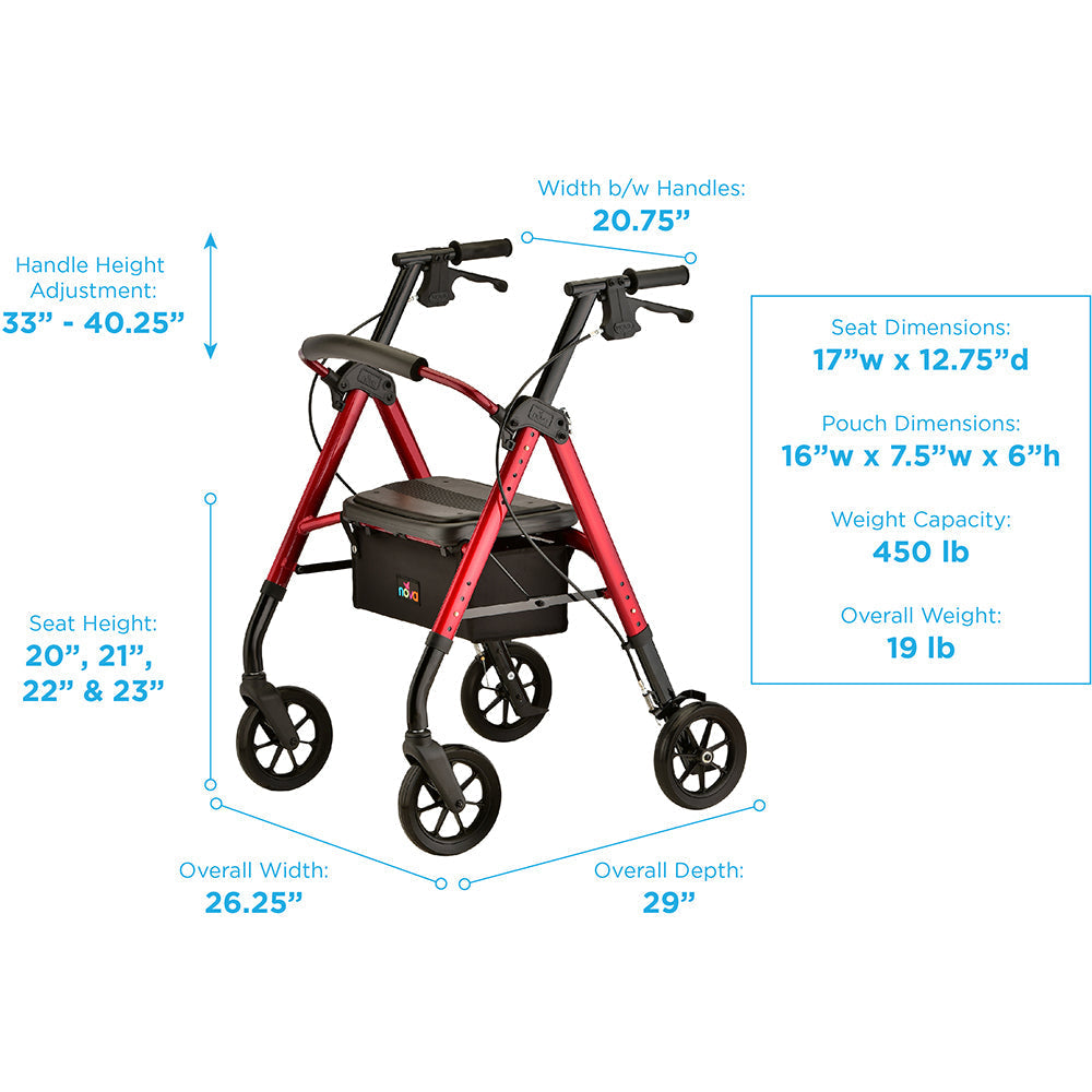 Nova Star 8 DX Heavy Duty Rollator 4263 – Nova Medical Dealer